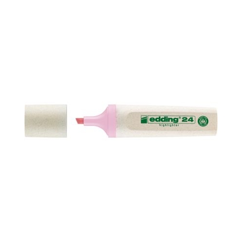 Textmarker Edding Ecoline 24 corp din plastic reciclat varf tesit 2-5 mm roz pastel