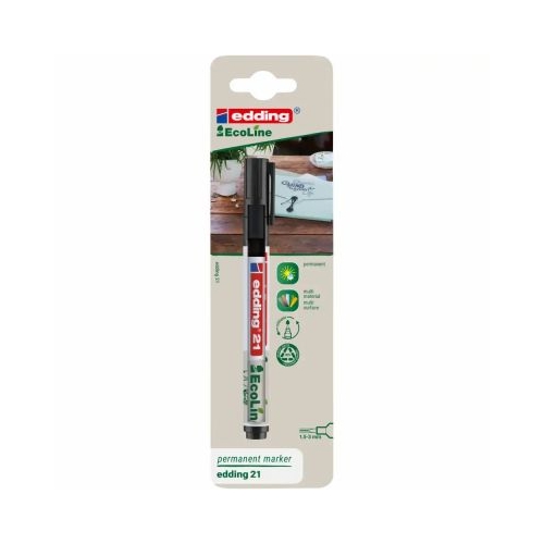 Marker permanent Edding 21 Ecoline negru varf rotund 1. 5-3 mm blister
