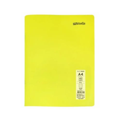 Caiet capsat Mynote format A4 40 file offset 60 gmp liniatura dictando coperta PP neon mix de 8 culori
