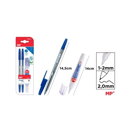 Set 2 pixuri albastre Main Paper varf 1 mm creion corector 4 ml blister