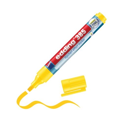 Marker flipchart Eedding Ecoline 385 corp din plastic reciclat varf pensula flexibil 1-5 mm galben