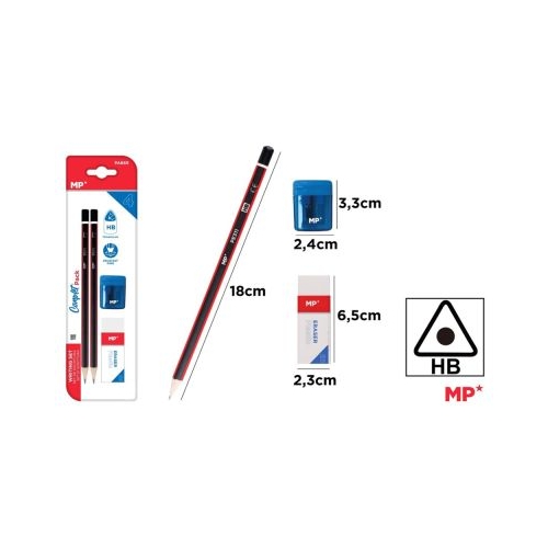 Set 2 creioane Main Paper HB radiera ascutitoare cu container blister