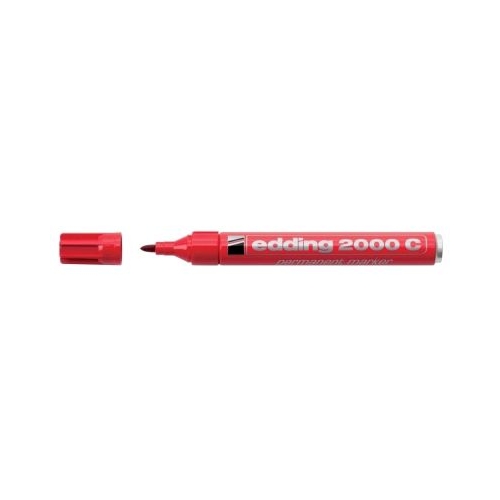 Marker permanent Edding 2000C corp metalic varf rotund 1. 5-3 mm rosu
