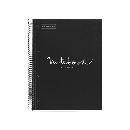 Caiet cu spira Miquelrius Emotion A4 matematica 80 file coperta carton dur negru