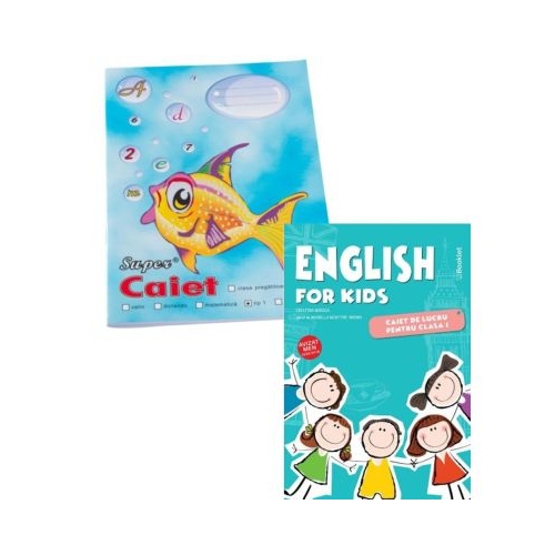 Pachet Caiet tip 1 Pestisor A5 32 file Casa Tipografica si English for kids Caiet de lucru pentru clasa 1 Editie color - Cristina Mircea