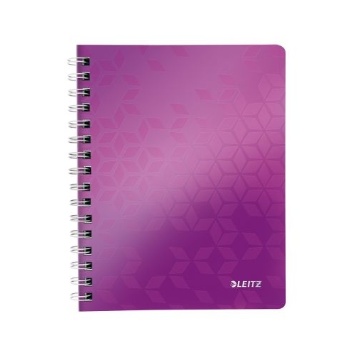 Caiet de birou Leitz WOW PP A5 cu spira matematica mov metalizat