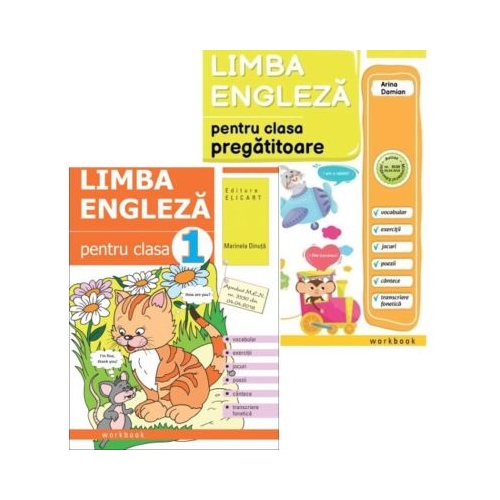 Pachet 2 caiete Limba engleza pentru clasa pregatitoare si pentru clasa 1 - Arina Damian Marinela Dinuta