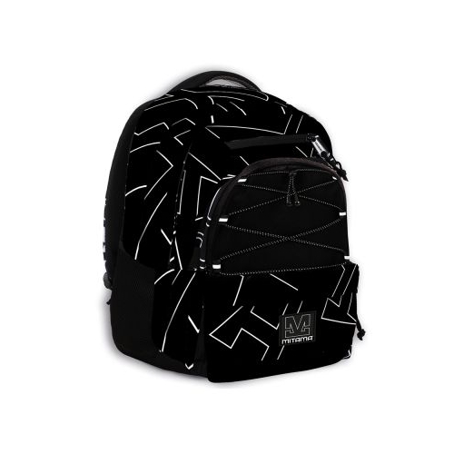 Ghiozdan Mitama 3 compartimente design alb cu negru 43 x 32 x 22 cm