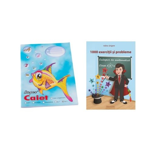 Pachet Caiet tip 2 Pestisor A5 48 file Casa Tipografica si Culegere de matematica pentru clasa a 2-a. 1000 de exercitii si probleme - Adina Grigore