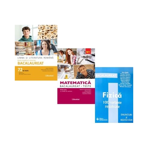 Pachet Bacalaureat 2026. Limba si literatura romana 72 teste complete Matematica M1. Teste si Fizica 100 variante rezolvate - Mimi Gramnea Rodica Manolescu Doru Badiu