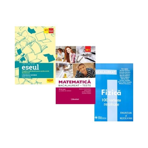 Pachet Bacalaureat 2026. Eseul. Literatura Romana. Pregatire individuala pentru proba scrisa Matematica M1. Teste si Fizica 100 variante rezolvate - Liliana Paicu Rodica Manolescu Doru Badiu