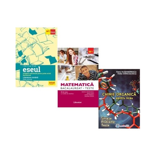 Pachet Bacalaureat 2026. Eseul. Literatura Romana. Pregatire individuala pentru proba scrisa Matematica M1. Teste si Chimie organica pentru liceu. Sinteze. Probleme. Teste - Liliana Paicu Rodica Manolescu Elena Alexandrescu