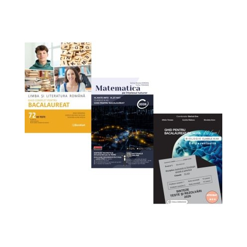 Pachet Bacalaureat 2026. Limba si literatura romana 72 teste complete Matematica pe intelesul tuturor M-mate-info M-stiintele naturii si Biologie clasele 11-12 - Mimi Gramnea Teohar Mihadas Stelica Ene