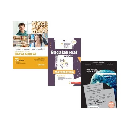 Pachet Bacalaureat 2026. Limba si literatura romana. 72 teste complete Matematica MMate-Info si Biologie clasele 11-12 - Mimi Gramnea Gheorghe Iurea Stelica Ene