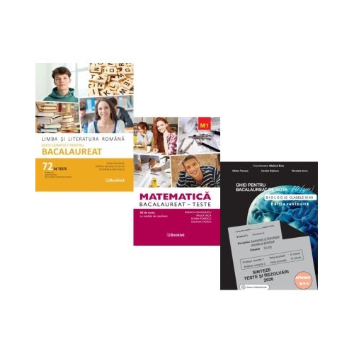 Pachet Bacalaureat 2026. Limba si literatura romana 72 teste complete Matematica M1. Teste si Biologie clasele 11-12 - Mimi Gramnea Rodica Manolescu Stelica Ene