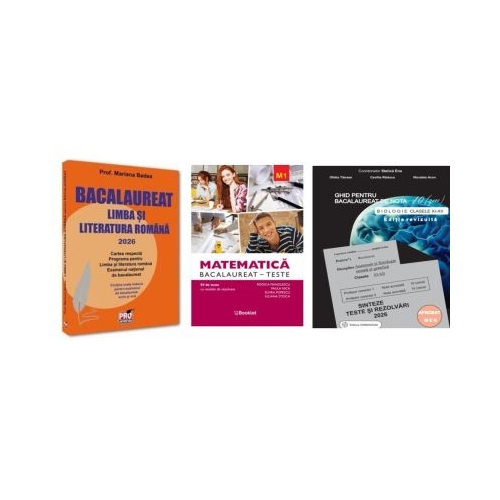 Pachet Bacalaureat 2026. Limba si literatura romana Matematica M1 Teste si Biologie clasele 11-12 - Mariana Badea Rodica Manolescu Stelica Ene