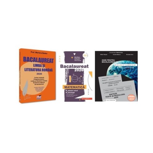 Pachet Bacalaureat 2026. Limba si literatura romana Matematica M-stiintele-naturii si M-tehnologic si Biologie clasele 11-12 - Mariana Badea Mihai Monea Stelica Ene