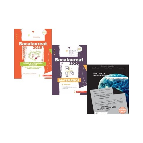 Pachet Bacalaureat 2026. Limba si literatura romana Matematica MMate-Info si Biologie clasele 11-12 - Mihaela Dobos Gheorghe Iurea Stelica Ene