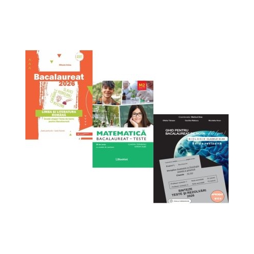 Pachet Bacalaureat 2026. Limba si literatura romana Matematica M2 Profil Stiinte ale naturii. Teste si Biologie clasele 11-12 - Mihaela Dobos Claudia Temneanu Stelica Ene