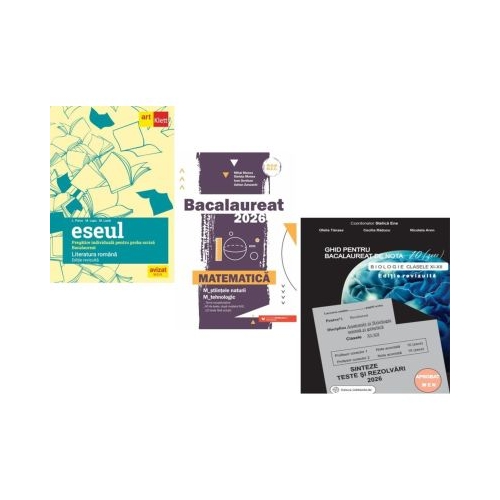 Pachet Bacalaureat 2026. Eseul. Pregatire individuala pentru proba scrisa Matematica M-stiintele-naturii si M-tehnologic si Biologie clasele 11-12 - Liliana Paicu Mihai Monea Stelica Ene