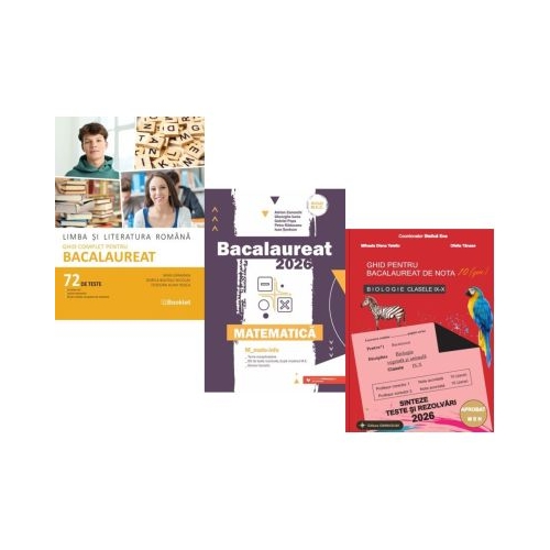 Pachet Bacalaureat 2026. Limba si literatura romana. 72 teste complete Matematica MMate-Info si Biologie clasele 9-10 - Mimi Gramnea Gheorghe Iurea Stelica Ene