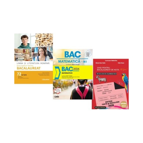 Pachet Bacalaureat 2026. Limba si literatura romana 72 teste complete Matematica si Biologie clasele 9-10 - Mimi Gramnea Radu Gologan Stelica Ene