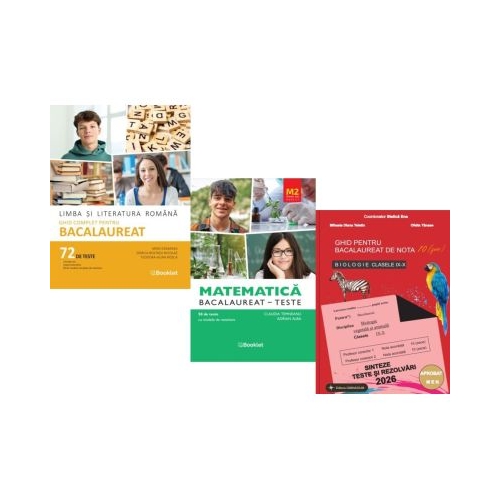 Pachet Bacalaureat 2026. Limba si literatura romana 72 teste complete Teste Matematica M2 Profil Stiinte ale naturii si Biologie clasele 9-10 - Mimi Gramnea Claudia Temneanu Stelica Ene