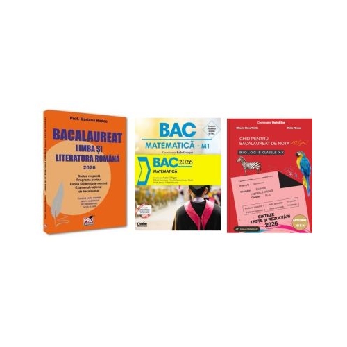 Pachet Bacalaureat 2026. Limba si literatura romana Matematica si Biologie clasele 9-10 - Mariana Badea Radu Gologan Stelica Ene