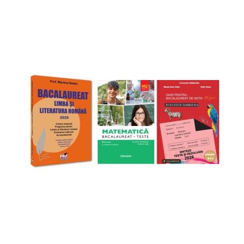 Pachet Bacalaureat 2026. Limba si literatura romana Matematica M2 Profil Stiinte ale naturii si Biologie clasele 9-10 - Mariana Badea Claudia Temneanu Stelica Ene