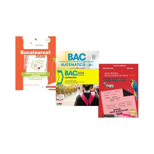 Pachet Bacalaureat 2026. Limba si literatura romana Matematica si Biologie clasele 9-10 - Mihaela Dobos Radu Gologan Stelica Ene