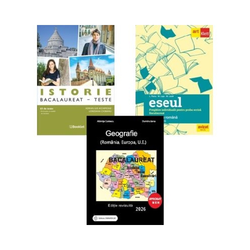 Pachet Bacalaureat Limba si literatura romana Eseul Geografie si Istorie 65 de teste - Liliana Paicu Adrian Ilie Aichimoaie Albinita Costescu