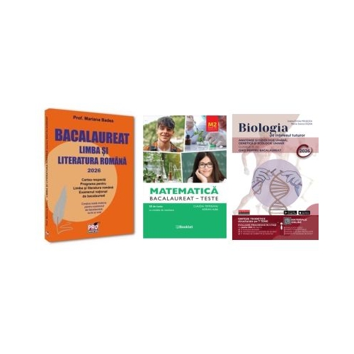 Pachet Bacalaureat 2026. Limba si literatura romana Matematica M2 Profil Stiinte ale naturii si Biologia pe intelesul tuturor clasele 11-12 - Mariana Badea Claudia Temneanu Maria Ioana Cazan