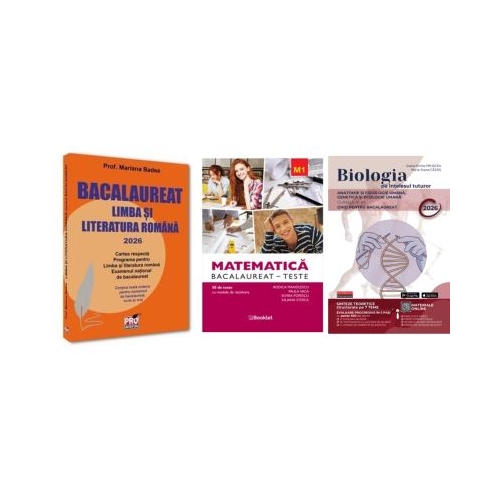 Pachet Bacalaureat 2026. Limba si literatura romana Matematica M1 Teste si Biologie pe intelesul tuturor clasele 11-12 - Mariana Badea Rodica Manolescu Maria Ioana Cazan
