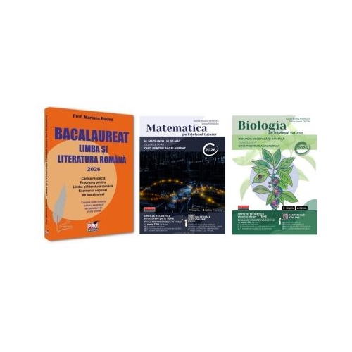 Pachet Bacalaureat 2026. Limba si literatura romana Matematica pe intelesul tuturor 2026. M-mate-info M-stiintele naturii si Biologia pe intelesul tuturor clasele 9-10 - Mariana Badea Teohar Mihadas Maria Ioana Cazan