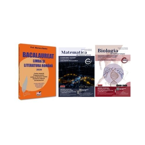 Pachet Bacalaureat 2026. Limba si literatura romana Matematica pe intelesul tuturor 2026. M-mate-info M-stiintele naturii si Biologia pe intelesul tuturor clasele 11-12 - Mariana Badea Teohar Mihadas Maria Ioana Cazan