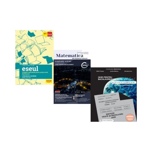 Pachet Bacalaureat 2026. Eseul. Pregatire individuala pentru proba scrisa si Matematica pe intelesul tuturor M-mate-info M-stiintele naturii si Biologie clasele 11-12 - Liliana Paicu Teohar Mihadas Stelica Ene