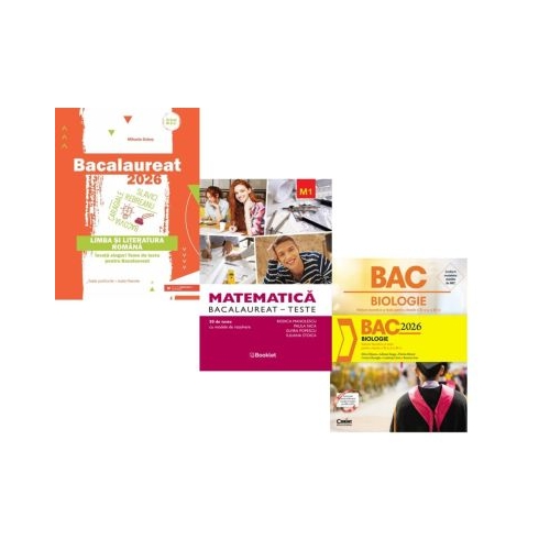 Pachet Bacalaureat 2026. Limba si literatura romana Matematica M1. Teste si Biologie. Notiuni teoretice si teste pentru clasele 11-12 - Mihaela Dobos Rodica Manolescu Silvia Olteanu