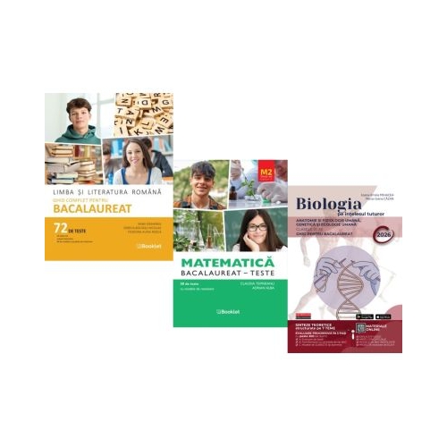 Pachet Bacalaureat 2026. Limba si literatura romana 72 teste complete Teste Matematica M2 Profil Stiinte ale naturii si Biologie pe intelesul tuturor clasele 11-12 - Mimi Gramnea Claudia Temneanu Maria Ioana Cazan