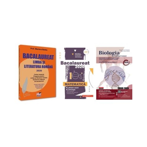 Pachet Bacalaureat 2026. Limba si literatura romana Matematica M-stiintele-naturii si M-tehnologic si Biologia pe intelesul tuturor clasele 11-12 - Mariana Badea Mihai Monea Maria Ioana Cazan