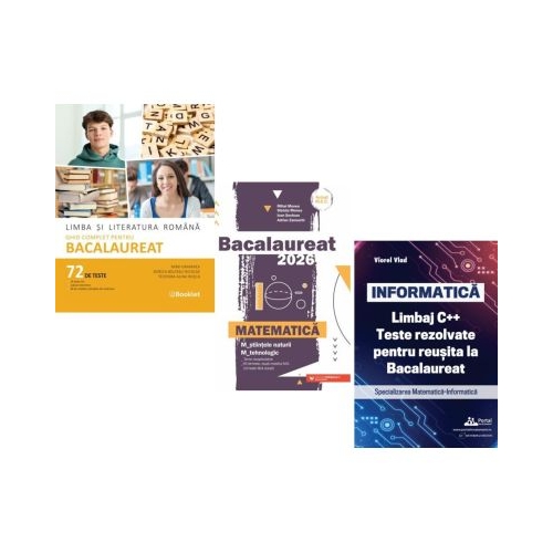 Pachet Bacalaureat 2026. Limba si literatura romana 72 teste complete Matematica M-stiintele-naturii si M-tehnologic si INFORMATICA. Limbaj C. Teste rezolvate Mate-Info - Mimi Gramnea Mihai Monea Viorel Vlad