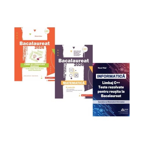 Pachet Bacalaureat 2026. Limba si literatura romana Matematica MMate-Info si INFORMATICA. Limbaj C. Teste rezolvate Mate-Info - Mihaela Dobos Gheorghe Iurea Viorel Vlad