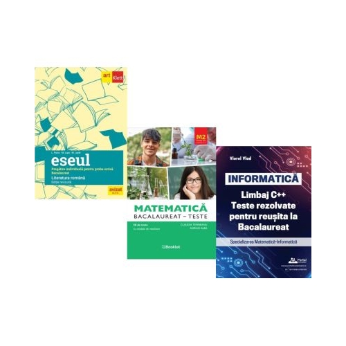 Pachet Bacalaureat 2026. Eseul. Pregatire individuala pentru proba scrisa Matematica M2 Profil Stiinte ale naturii. Teste si INFORMATICA. Limbaj C. Teste rezolvate Mate-Info - Liliana Paicu Claudia Temneanu Viorel Vlad