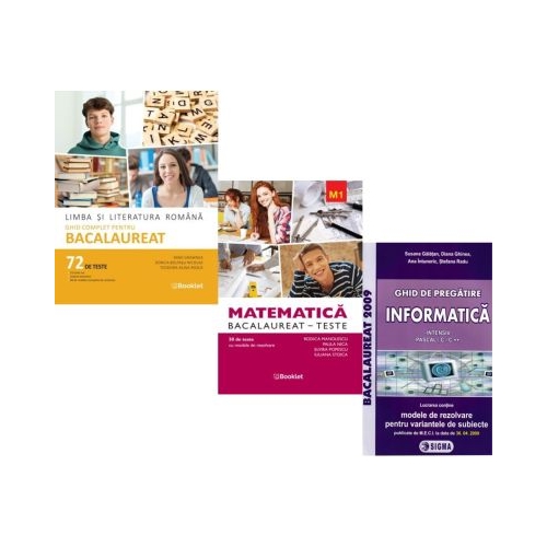 Pachet Bacalaureat 2026. Limba si literatura romana 72 teste complete Matematica M1. Teste si Informatica. Ghid de pregatire clasele 11-12 intensiv Pascal CC - Mimi Gramnea Rodica Manolescu Susana Galatean