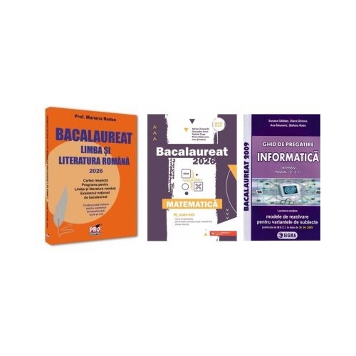 Pachet Bacalaureat 2026. Limba si literatura romana Matematica MMate-Info si Informatica. Ghid de pregatire clasele 11-12 intensiv Pascal CC - Mariana Badea Gheorghe Iurea Susana Galatean