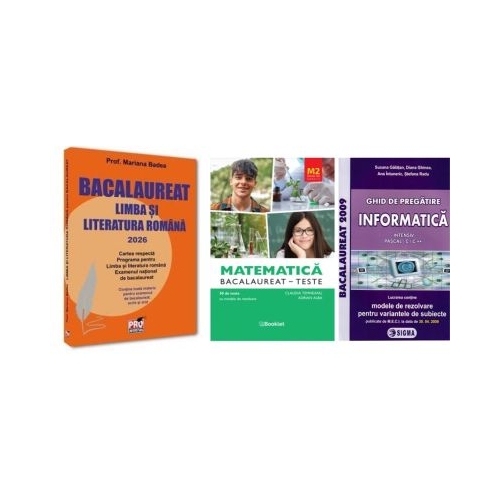 Pachet Bacalaureat 2026. Limba si literatura romana Matematica M2 Profil Stiinte ale naturii si Informatica. Ghid de pregatire clasele 11-12 intensiv Pascal CC - Mariana Badea Claudia Temneanu Susana Galatean