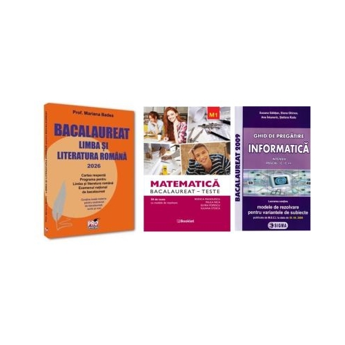 Pachet Bacalaureat 2026. Limba si literatura romana Matematica M1 Teste si Informatica. Ghid de pregatire clasele 11-12 intensiv Pascal CC - Mariana Badea Rodica Manolescu Susana Galatean