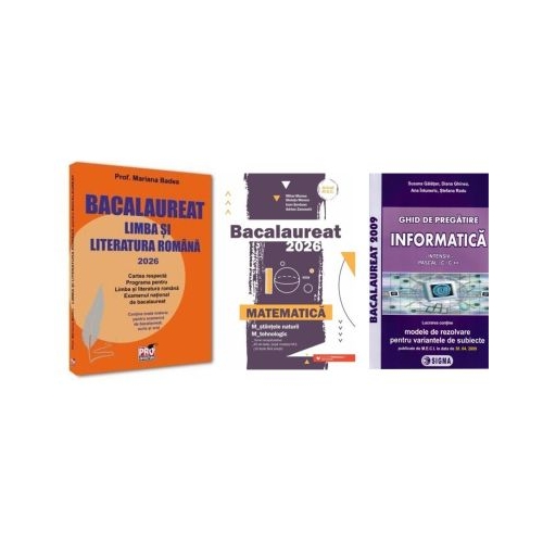 Pachet Bacalaureat 2026. Limba si literatura romana Matematica M-stiintele-naturii si M-tehnologic si Informatica. Ghid de pregatire clasele 11-12 intensiv Pascal CC - Mariana Badea Mihai Monea Susana Galatean
