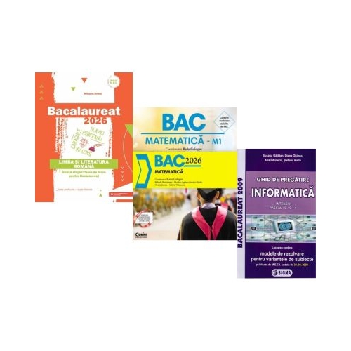Pachet Bacalaureat 2026. Limba si literatura romana Matematica si Informatica. Ghid de pregatire clasele 11-12 intensiv Pascal CC - Mihaela Dobos Radu Gologan Susana Galatean