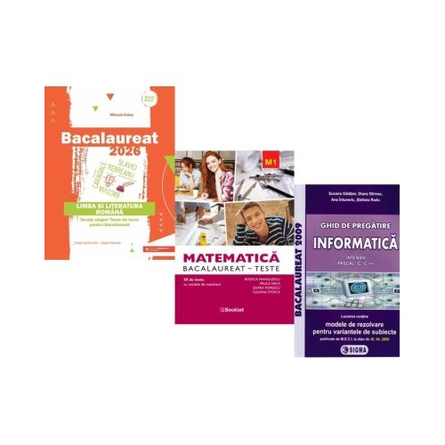 Pachet Bacalaureat 2026. Limba si literatura romana Matematica M1. Teste si Informatica. Ghid de pregatire clasele 11-12 intensiv Pascal CC - Mihaela Dobos Rodica Manolescu Susana Galatean