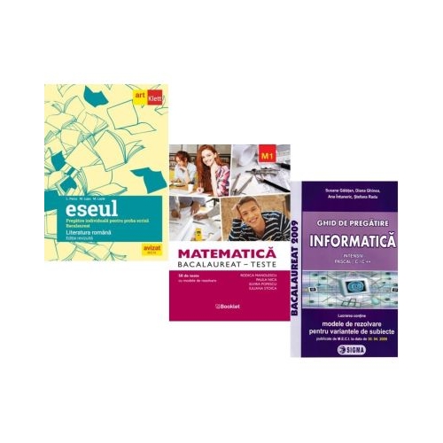 Pachet Bacalaureat 2026. Eseul. Pregatire individuala pentru proba scrisa Matematica M1. Teste si Informatica. Clasele 11-12 intensiv Pascal CC - Liliana Paicu Rodica Manolescu Susana Galatean